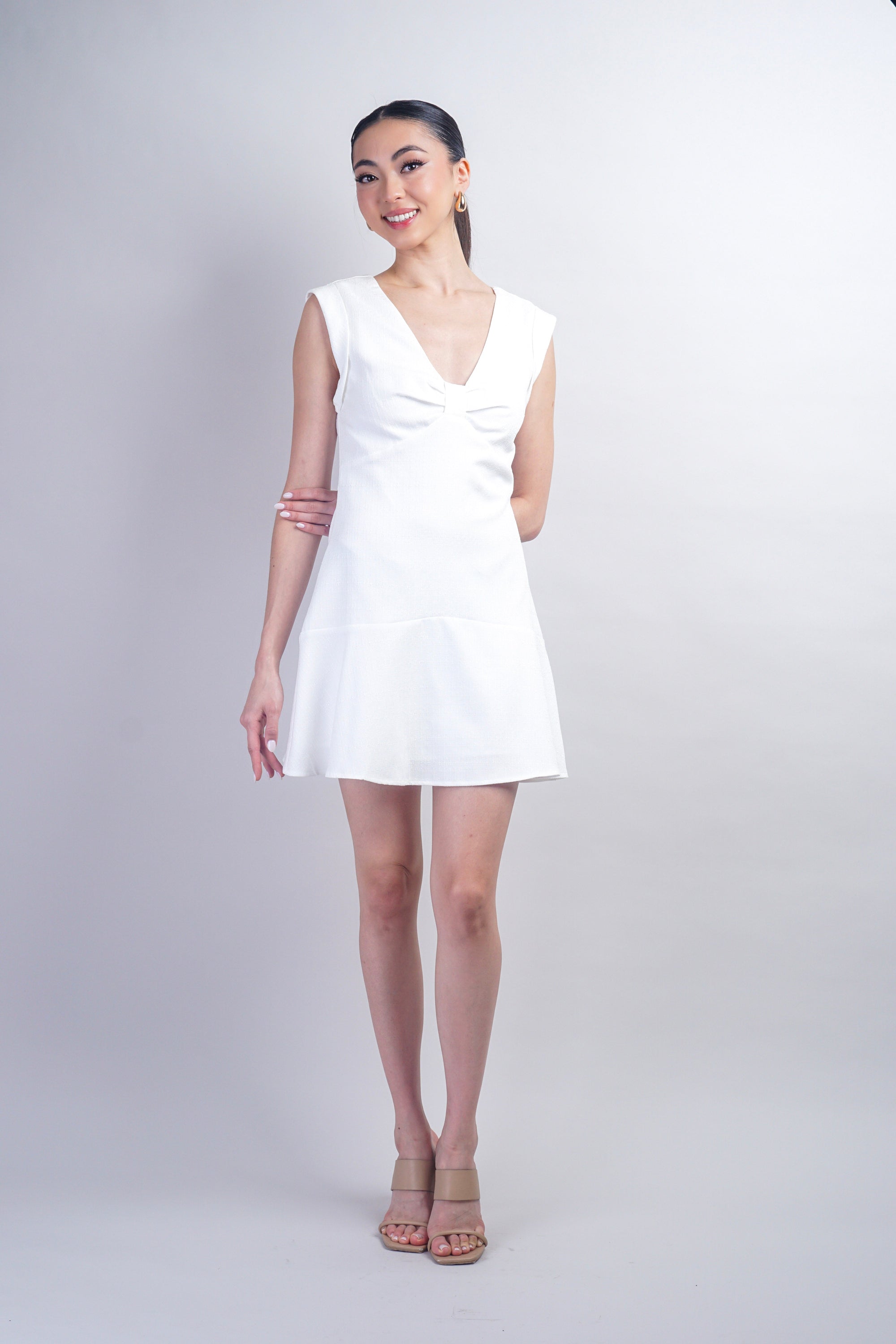 White Empire Fitted Dress