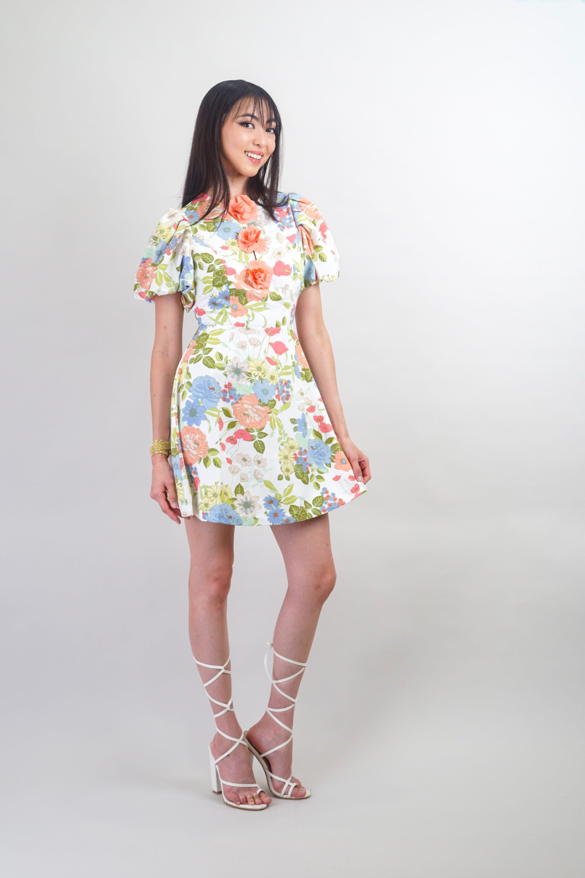 White Floral Mini Dress